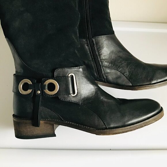 NWOB Bernardo B2 Suede Leather Buckle Knee Boots Size 10 EU 42 - Picture 6 of 7